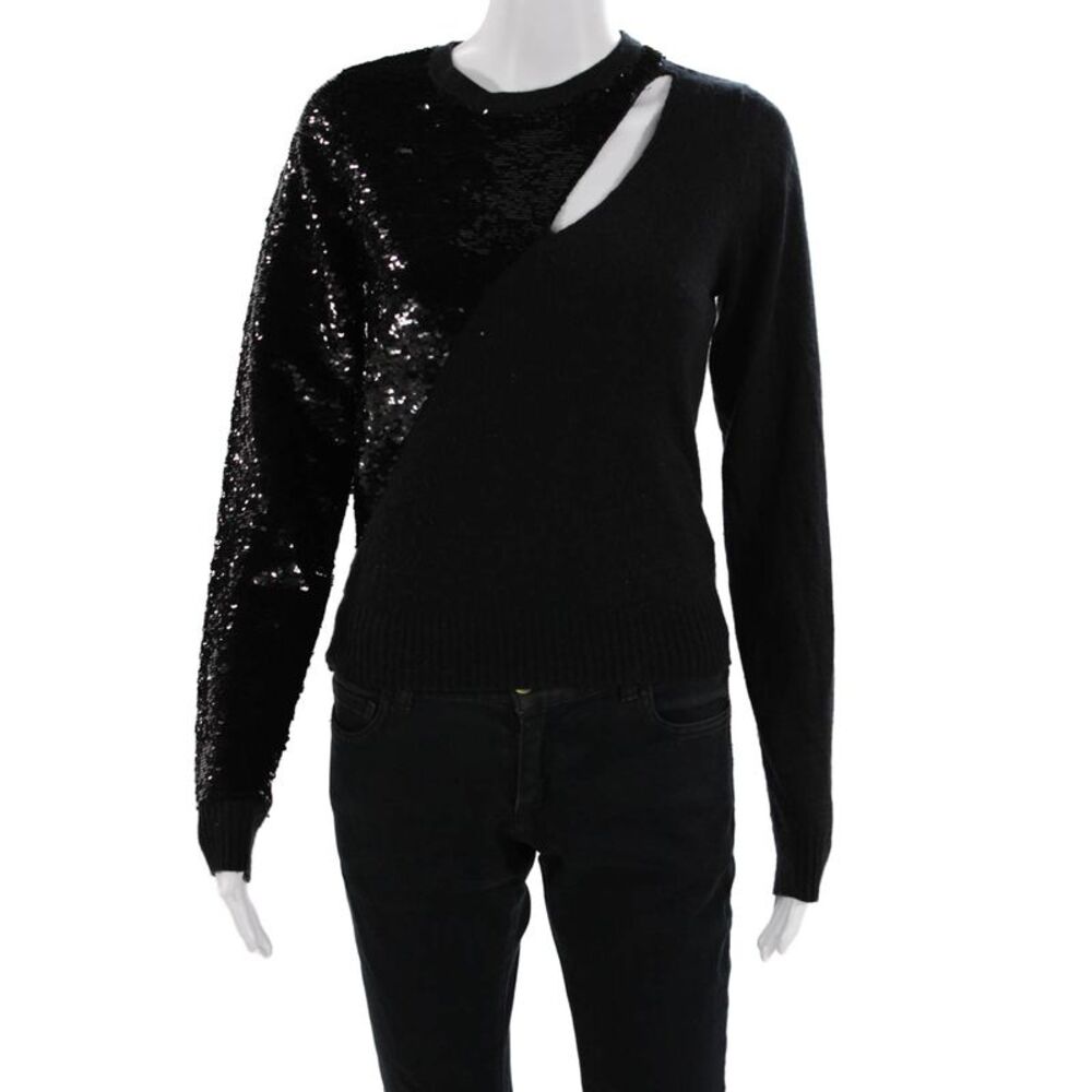 R+A Unisex Pullover Sweater Black Cashmere Silk Modal Size XS